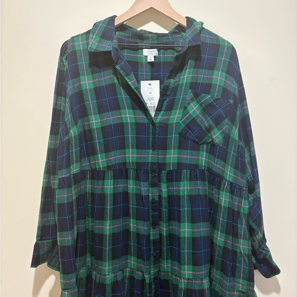 NWT Crown & Ivy Plaid Button Front Dress - Picture 4 of 7